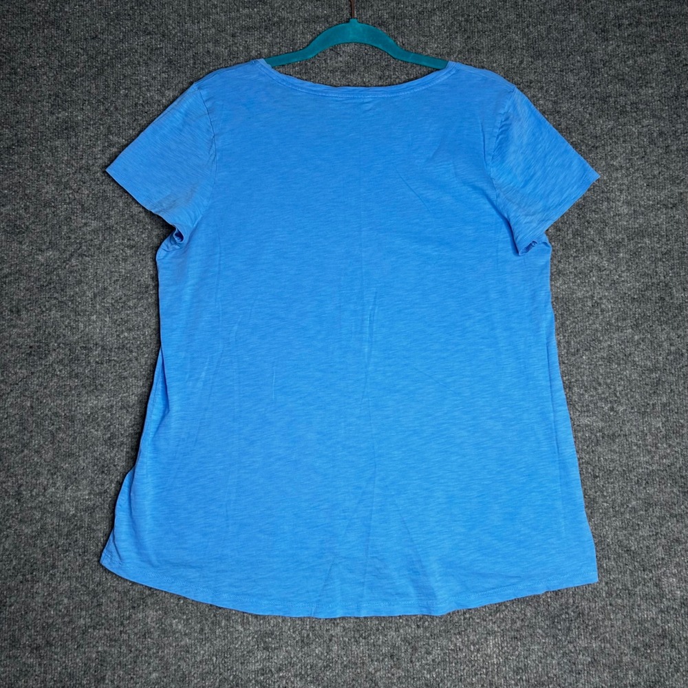 Lilly Pulitzer Blue Pima Cotton Slub Knit Short Sleeve Scoop Neck Tee Shirt L - Picture 2 of 9